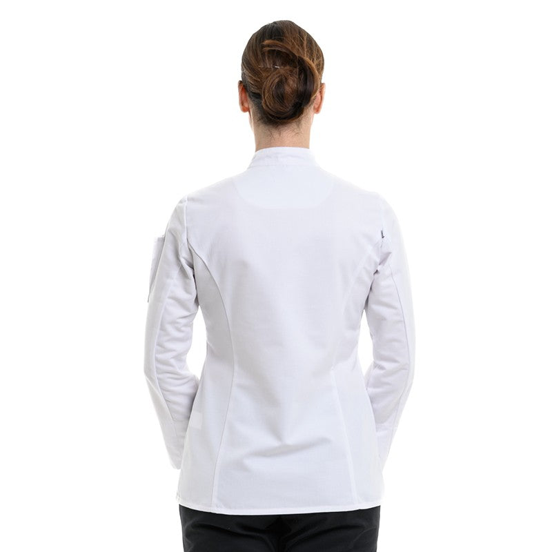 Dos de la veste de cuisine femme Unera blanche à manches longues Robur