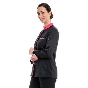 Vêtement de cuisine femme à manches longues Elbax rose noir Robur