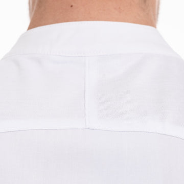 Détail du dos de la veste de cuisine Basil blanche à manches courtes Lafont