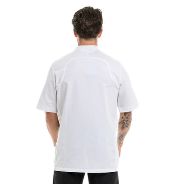 Dos de la veste de cuisine homme Basil blanche à manches courtes Lafont