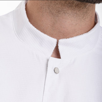 Détails Veste de Cuisine Homme Paris Manches Courtes Blanche - MANELLI