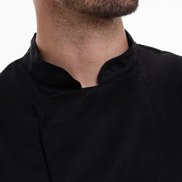 Détail de la veste boucher Nero 37.5 et son col officier Robur
