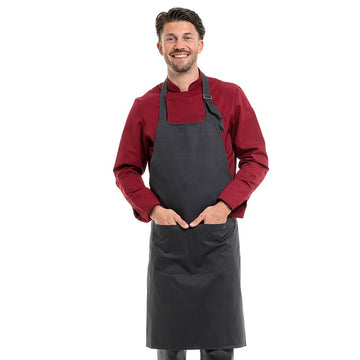 Tablier à bavette pour les cuisiniers professionnels - tablier gris
