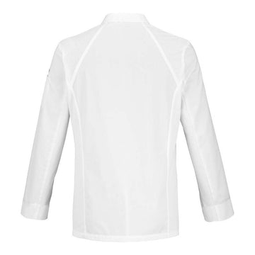 Dos de la veste de cuisine Basil 2 de la marque Lafont cuisine - manches longues et coloris blanc