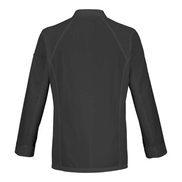 Dos de la veste de cuisine Basil 2 de la marque Lafont cuisine - manches longues et coloris noir