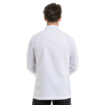 Dos de la veste de cuisine homme manches longues bi-matière Frénésie coloris blanc Lafont cuisine