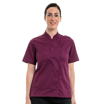 Veste de Cuisine Femme Californie Manches Courtes Prune - MANELLI