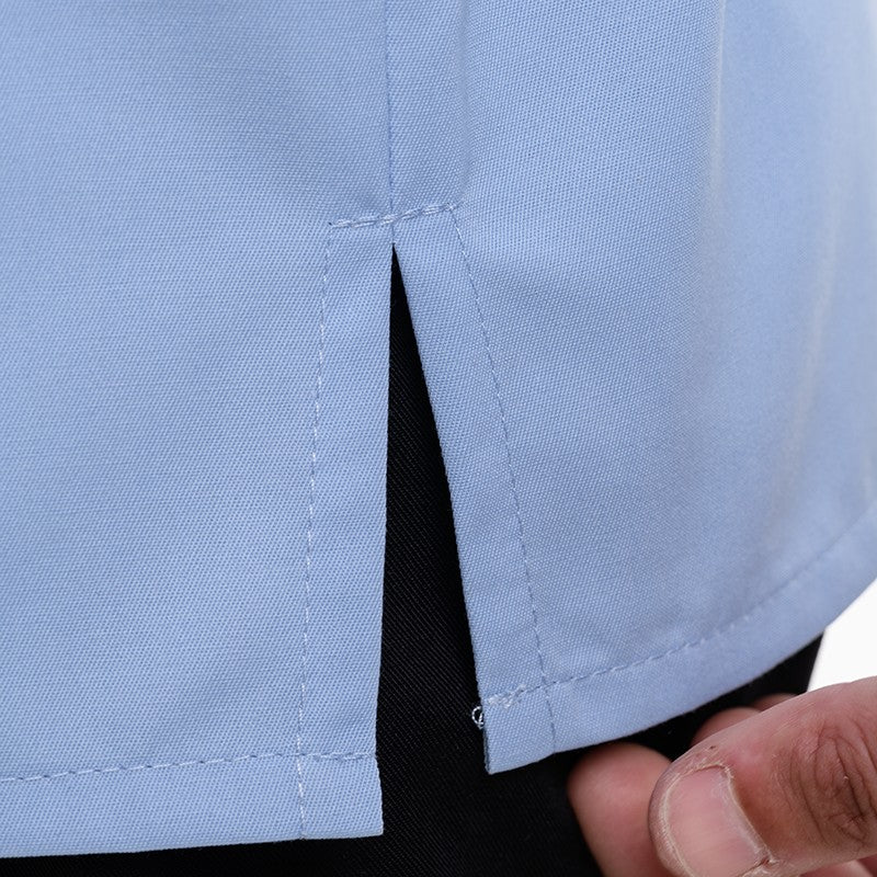 Veste de cuisine Texas Manelli bleu ciel détail coté