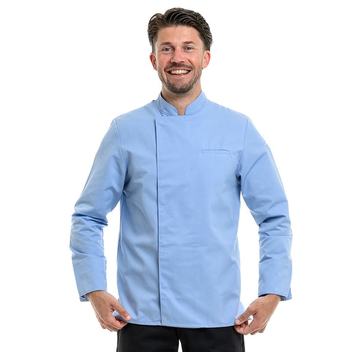 Veste de Cuisine Homme Texas Manches Longues Bleu Ciel - MANELLI