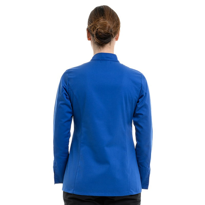 Dos Veste de Cuisine Femme Californie Manches Longues Bleu Royal - MANELLI