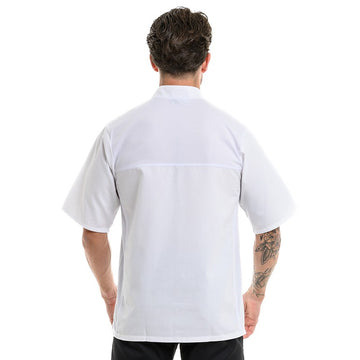 Dos de la veste de cuisine homme blanche à manches courtes Paris de la marque Manelli