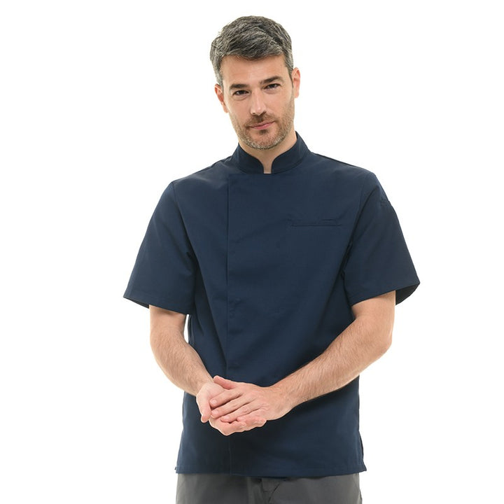Veste de Cuisine Homme Texas Manches Courtes Marine - MANELLI