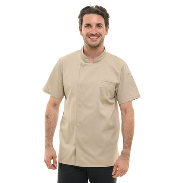 Veste de Cuisine Homme Texas Manches Courtes beige - MANELLI