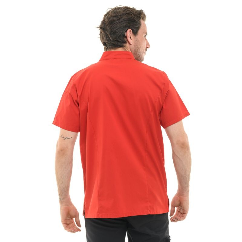Dos de la veste de cuisine homme Texas coloris rouge à manches courtes Manelli