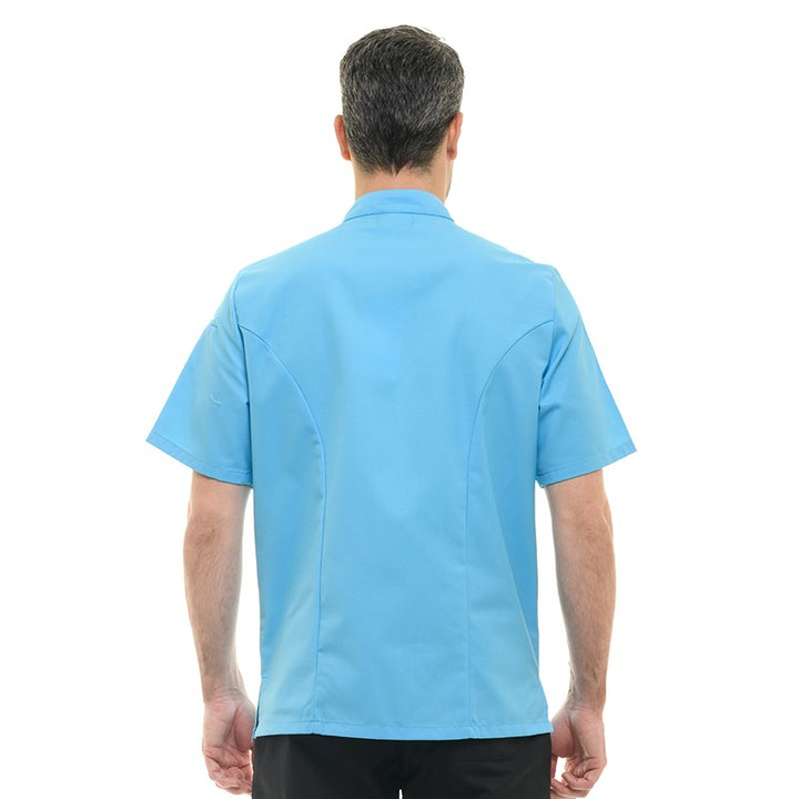 Dos de la veste de cuisine Texas turquoise à manches courtes de la marque Manelli