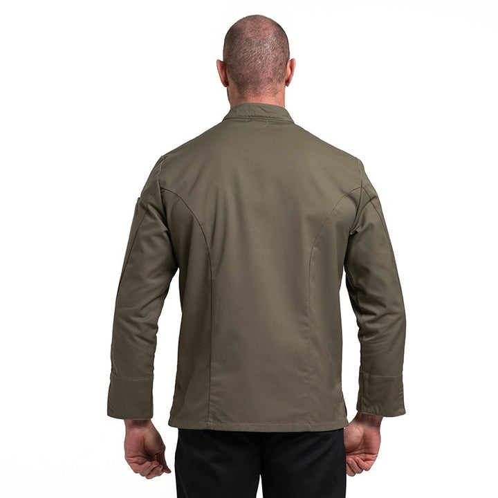 Dos de la veste de cuisine pour homme à manches longues coloris Kaki modèle Texas Manelli