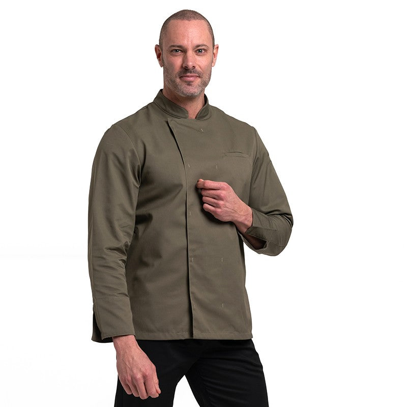 Veste de cuisine Texas coloris Kaki à manches longues de la marque Manelli