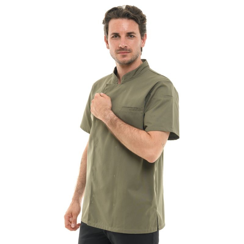 Veste de Cuisine Homme Texas Manches Courtes Kaki