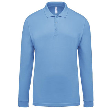 Polo Piqué Homme Manches Longues Noir - KARIBAN - 2