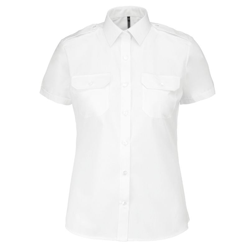 Chemise Pilote Femme Manches Courtes Blanche - KARIBAN
