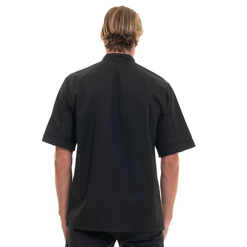 Dos de la veste de pâtissier à manches courtes modèle Iron marque Manelli