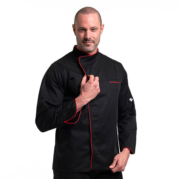 Veste de cuisine Harry coloris rouge marque Manelli à manches longues