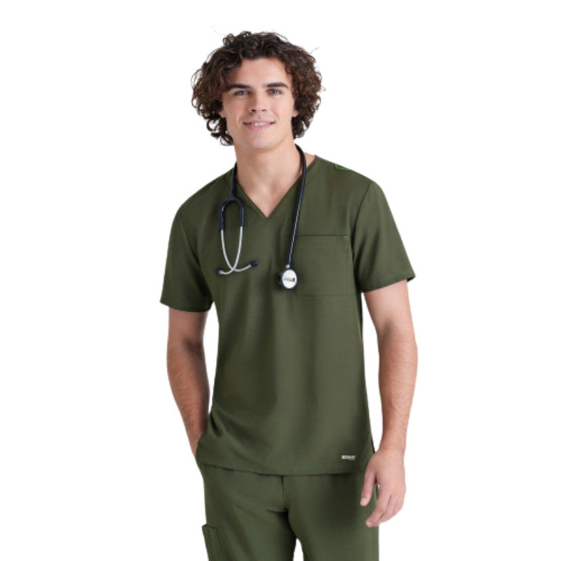 Tunique Medicale Homme en Col V Vert Fougere avant