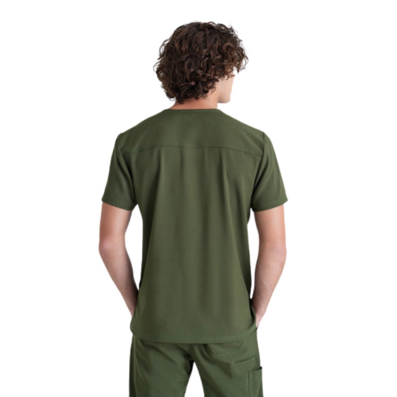 Tunique Medicale Homme en Col V Vert Fougere de dos