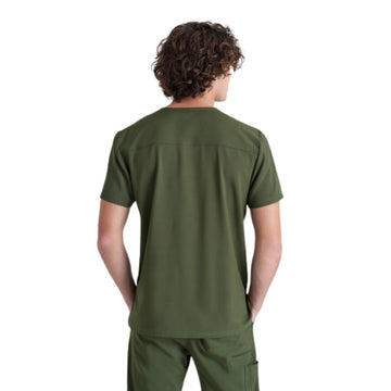 Tunique Medicale Homme en Col V Vert Fougere de dos