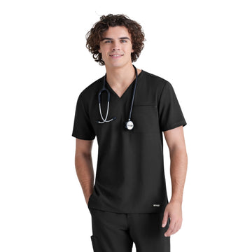 Tunique Medicale Homme en Col V Noire avant