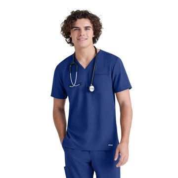 Tunique Medicale Homme en Col V Marine avant
