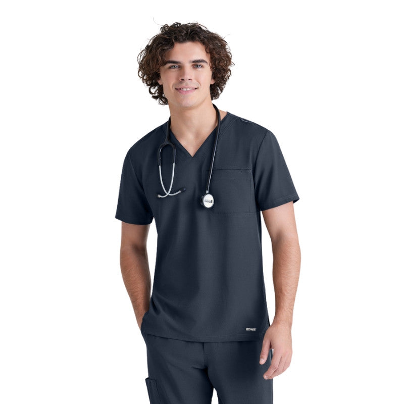Tunique Medicale Homme en Col V Gris avant