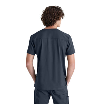 Tunique Medicale Homme en Col V Gris de dos