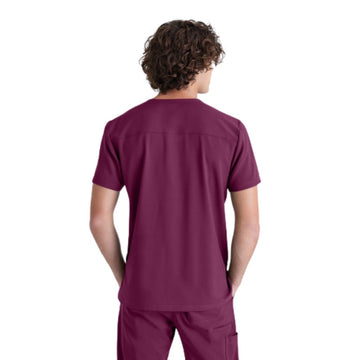 Tunique Medicale Homme en Col V Bordeaux de dos