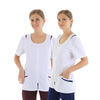 Blouse Médicale Femme Manches Courtes Blanche avec Liseré Coloré - MANELLI