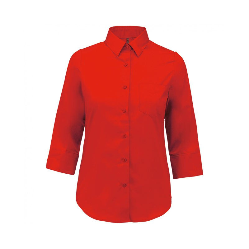 Chemise de Travail Femme Manches 3/4 rouge