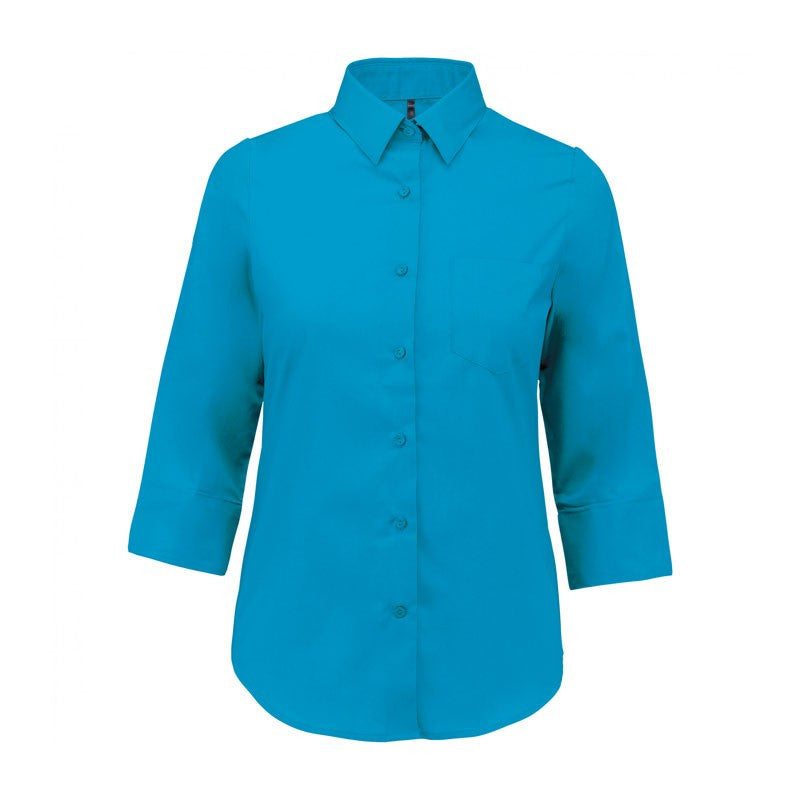 Chemise de Travail Femme Manches 3/4 bleu turquoise