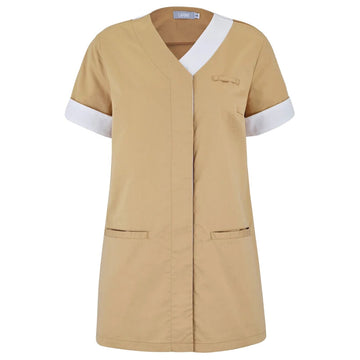 Tunique Esthéticienne Courte Femme Beige face