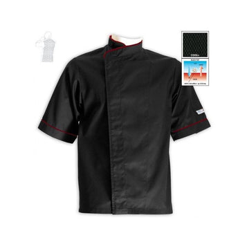 Veste de cuisine grande taille noire liseré bordeaux