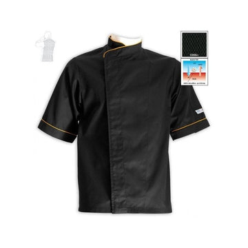 Veste de cuisine grande taille noire lis. orange