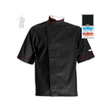 Veste de cuisine grande taille noire lis. bordeaux