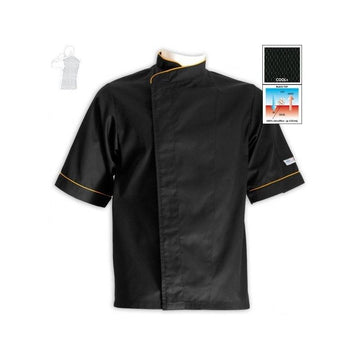 Veste de cuisine grande taille noire liseré orange