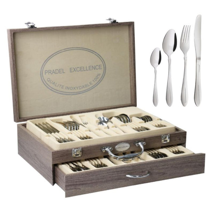 MENAGERE MIROIR 48 PIECES DANS COFFRET BOIS