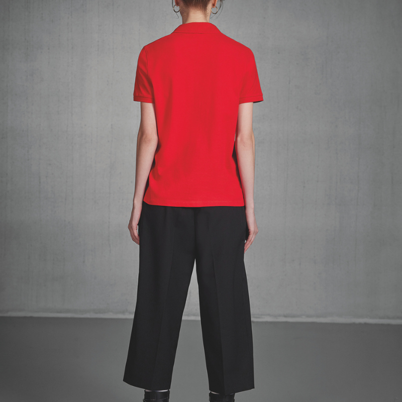 dos polo de travail femme rouge 