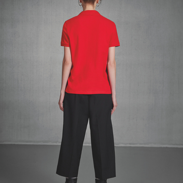 dos polo de travail femme rouge 