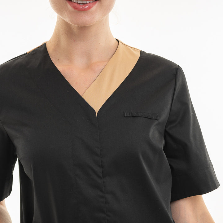 Tunique Esthéticienne Femme Manches Courtes Souplesse – LAFONT SANTE zoom décolleté