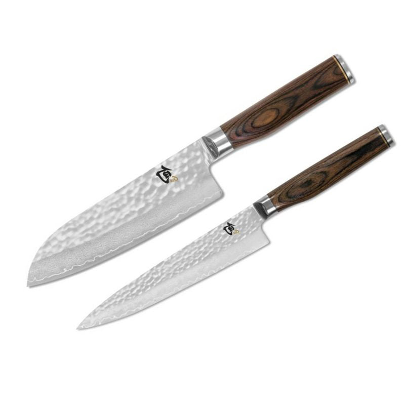 2 Couteaux Cuisine Damassés Shun Premier Tim Mälzer Universel + Santoku - KAI