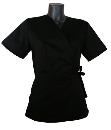 Blouse Esthéticienne forme Cache-Cœur noir