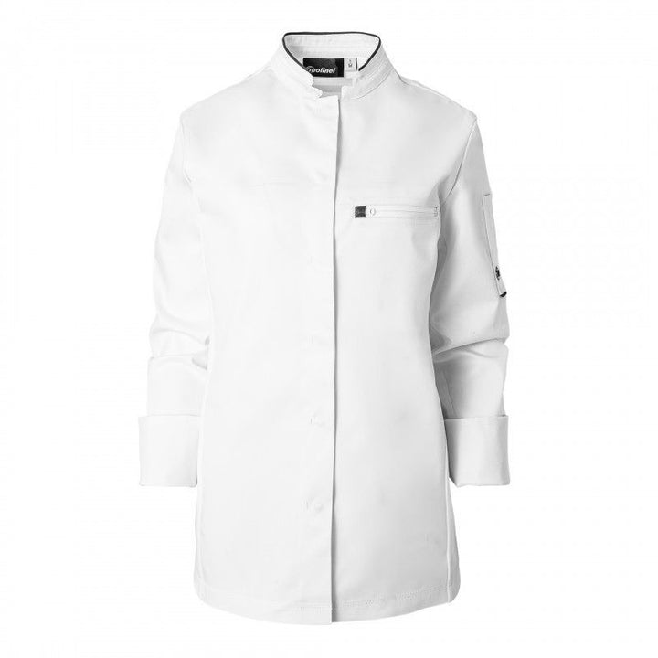 Veste de Cuisine Femme Crush Manches Longues blanc/noir