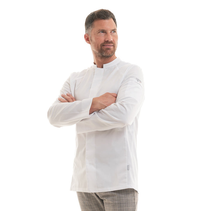 Veste de Cuisine Homme Basil 2 Manches Longues - blanc